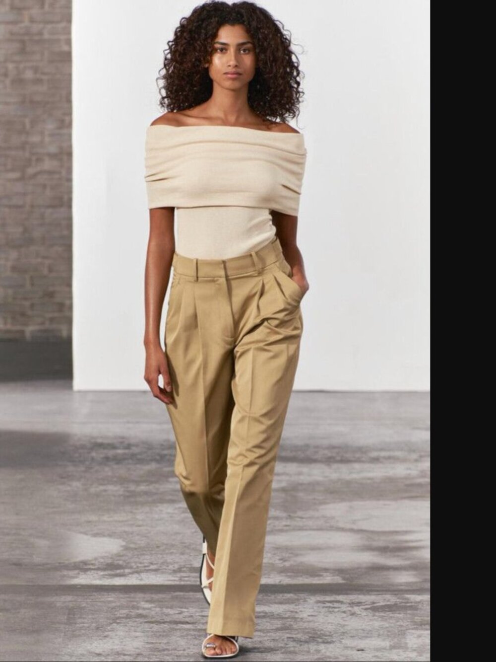 Zara ZW Collection Women Beige High Waist Pleated Pants Size M NWOT 119$